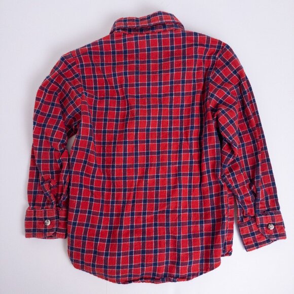 Vintage OshKosh B'Gosh 80s 3-Piece Overalls Knit Sweater Shirt Set Plaid Red 4T - Picture 14 of 16